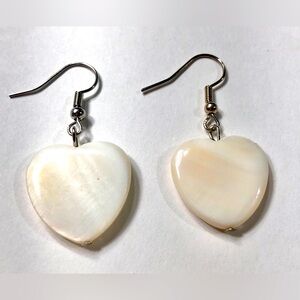 Handmade White Heart Shell Earrings Women Valentines Anniversary Gift